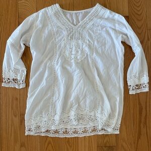 White Lace Trim Blouse, coverup